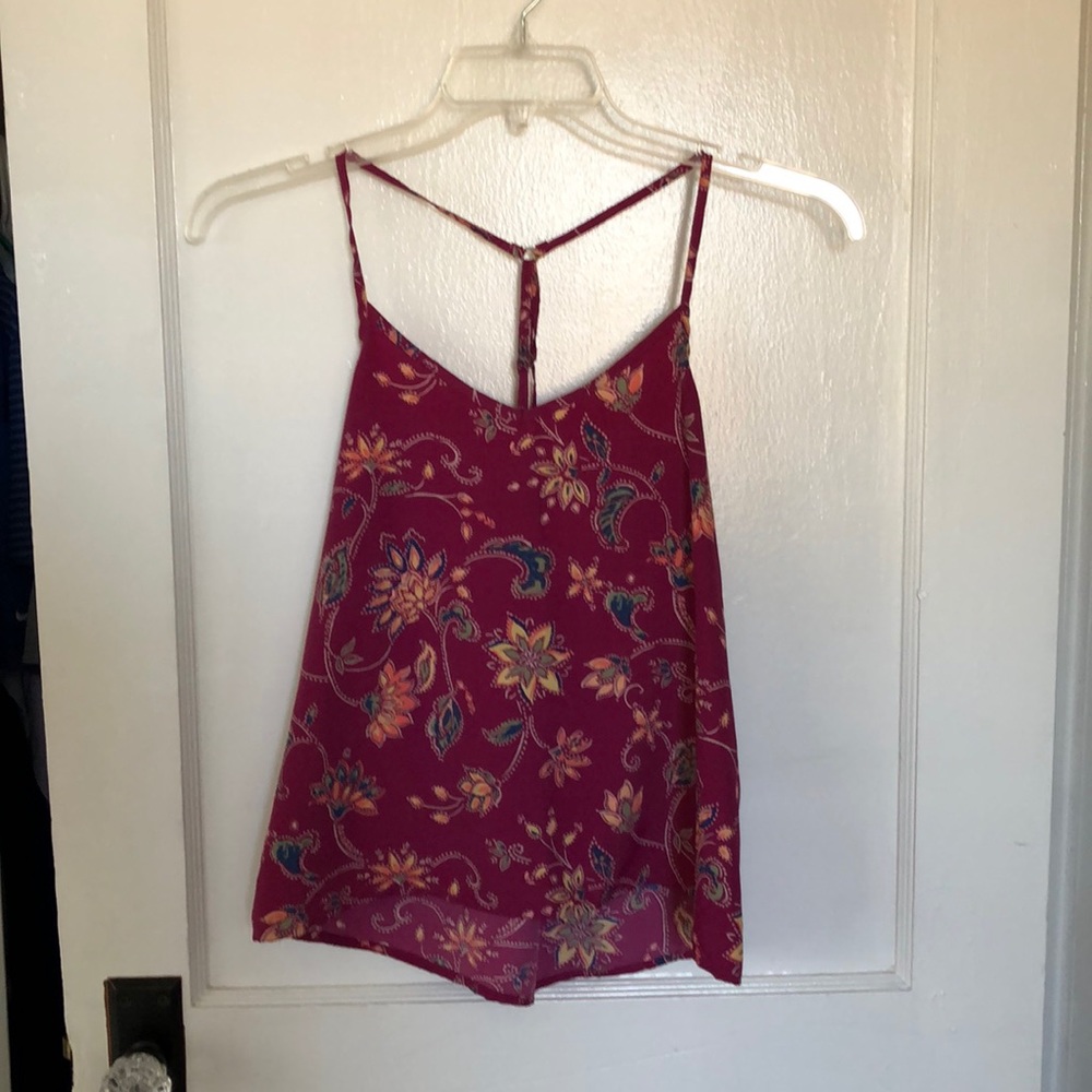 Hollister Mauve Spaghetti Strap Floral Tank